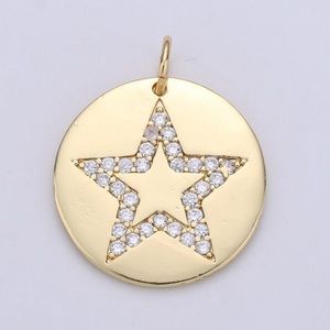 Star Gold circle CZ Charm